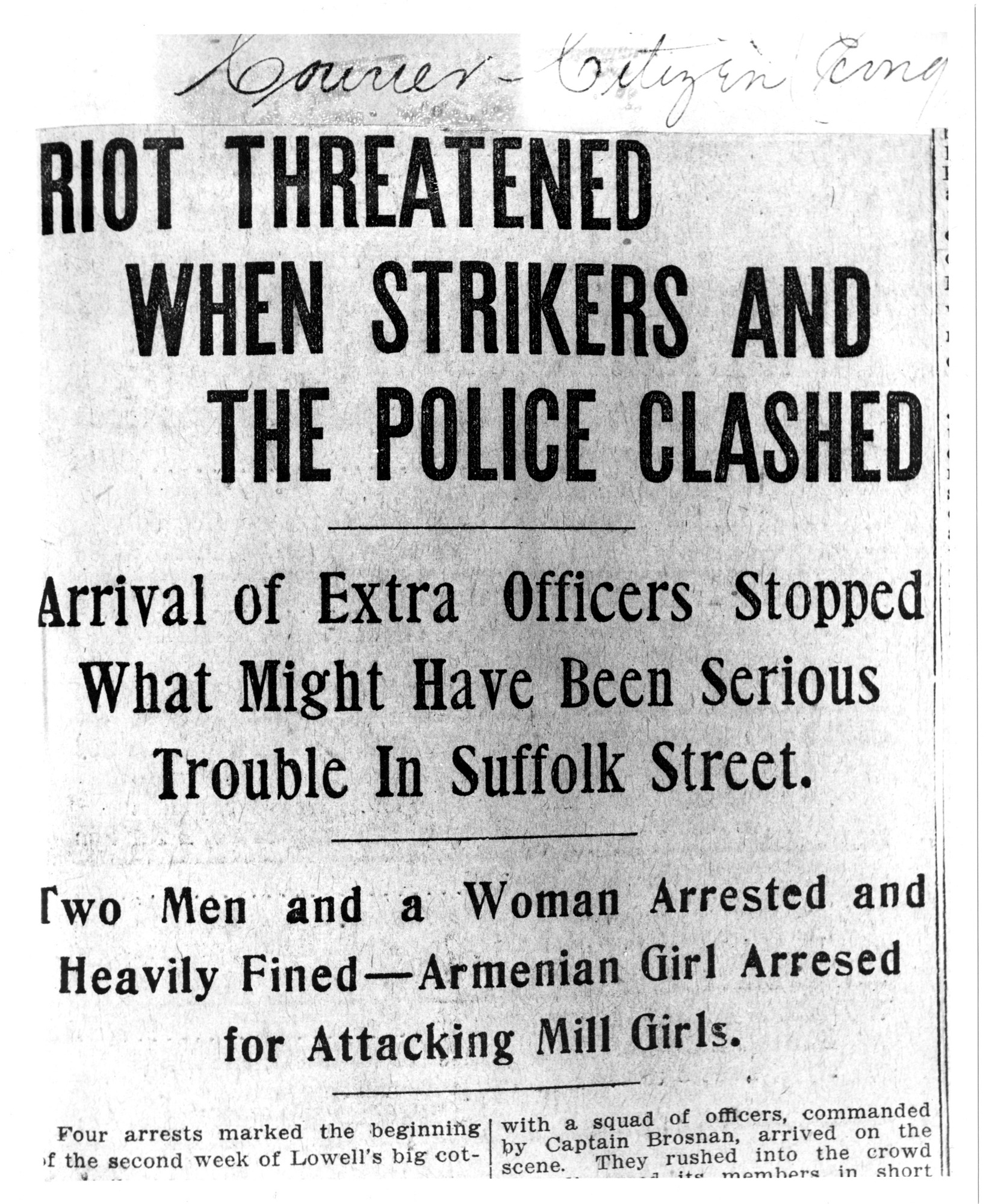 Front page of a newspaper displaying a strike.