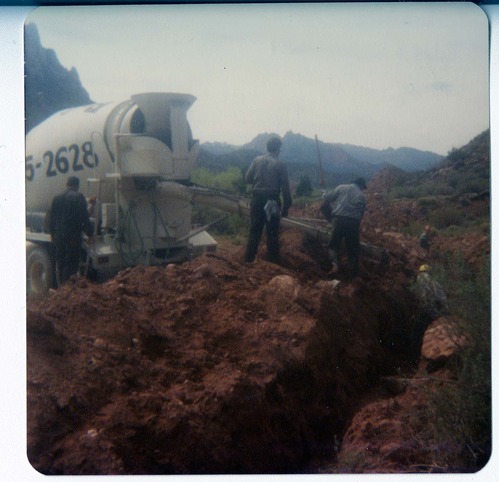 Workers during the construction of the Springdale water pipeline.