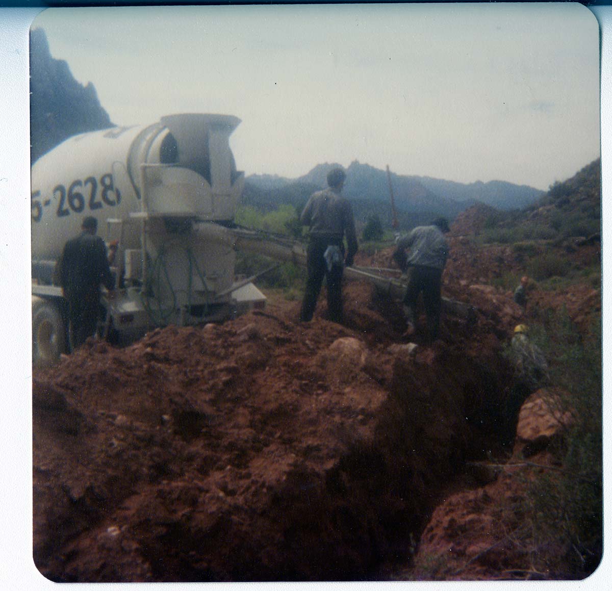 Workers during the construction of the Springdale water pipeline.