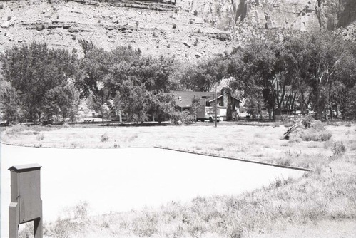 The back of the Zion Inn (Nature Center) from parking lot in the South Campground.