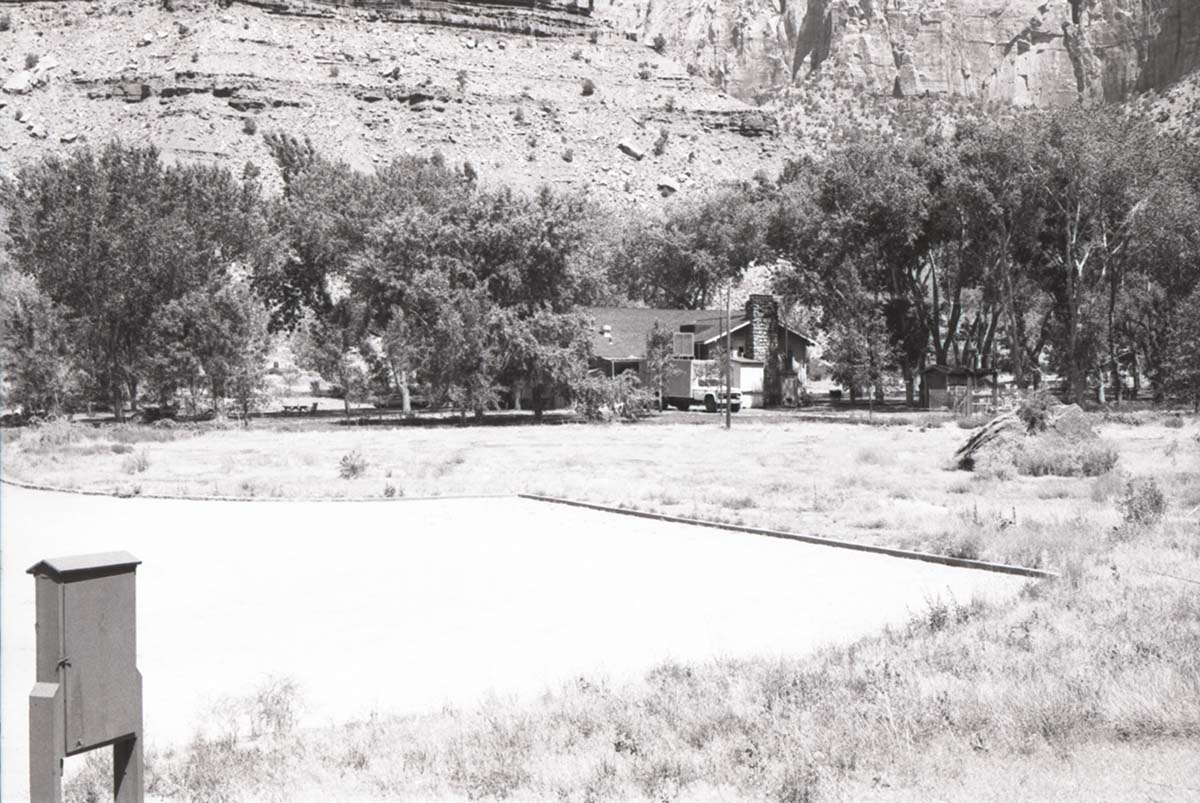 The back of the Zion Inn (Nature Center) from parking lot in the South Campground.