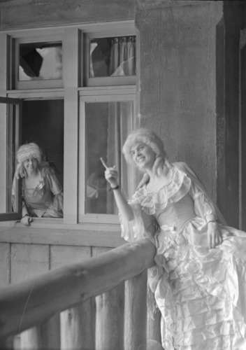 Left to right: Mrs. Tressider & Miss Tressider rehearsing for the Christmas dinner party at the Ahwahnee