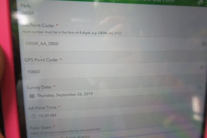 GRSM Accuracy Assessment. Plot Code: GRSM_AA_0800_1