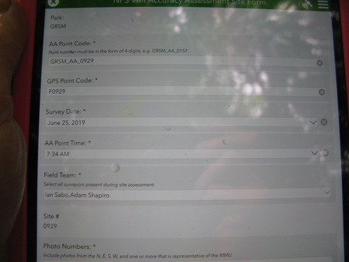 GRSM Accuracy Assessment. Plot Code: GRSM_AA_0929_1