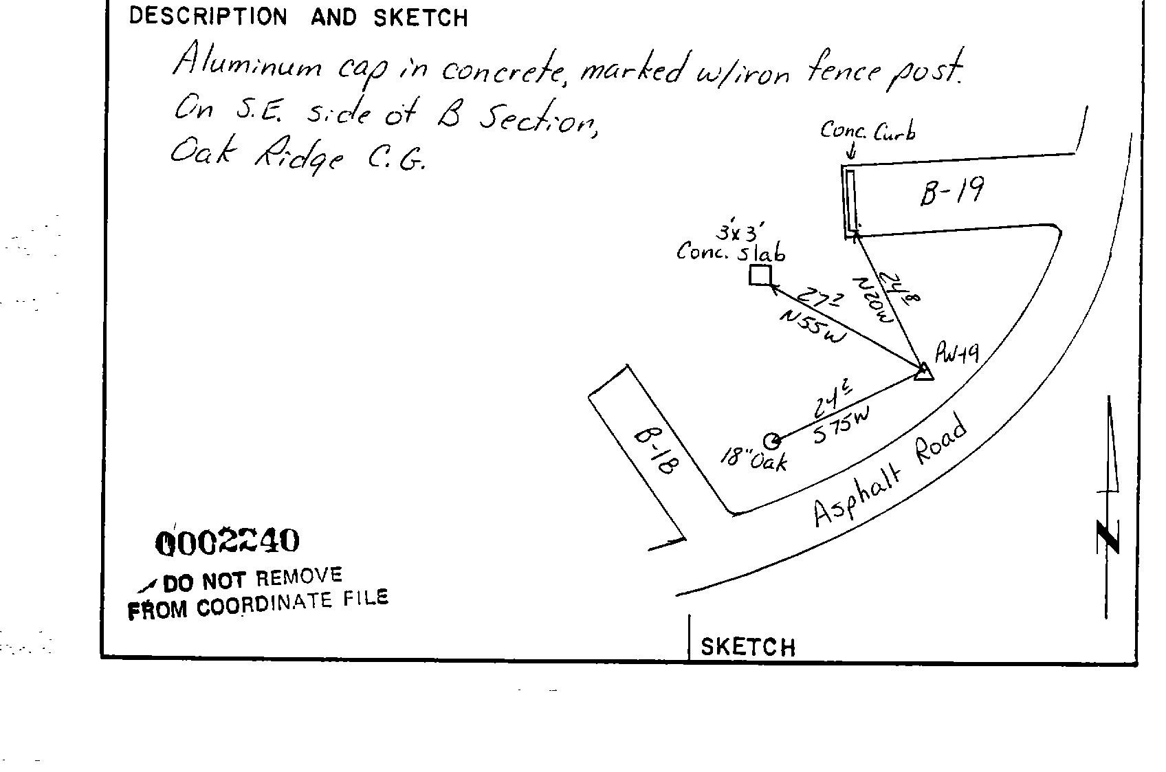 00002240 Survey Monumentation Sketch
