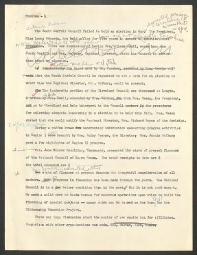 NCNW, meeting minutes, 1956