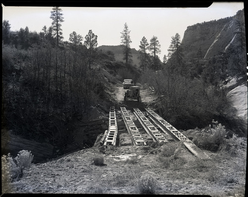 Road repair on East Rim road and construction of new bridge.