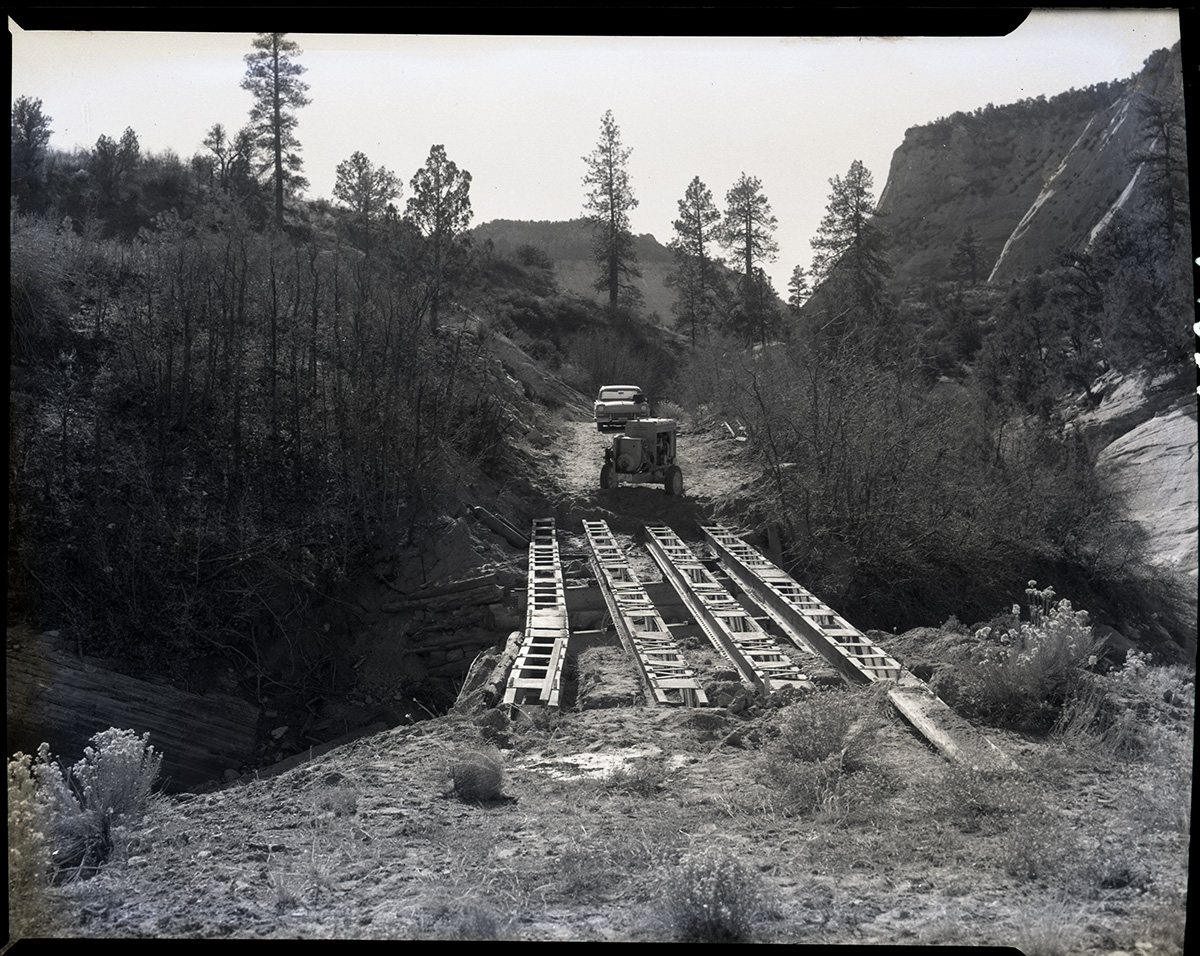 Road repair on East Rim road and construction of new bridge.