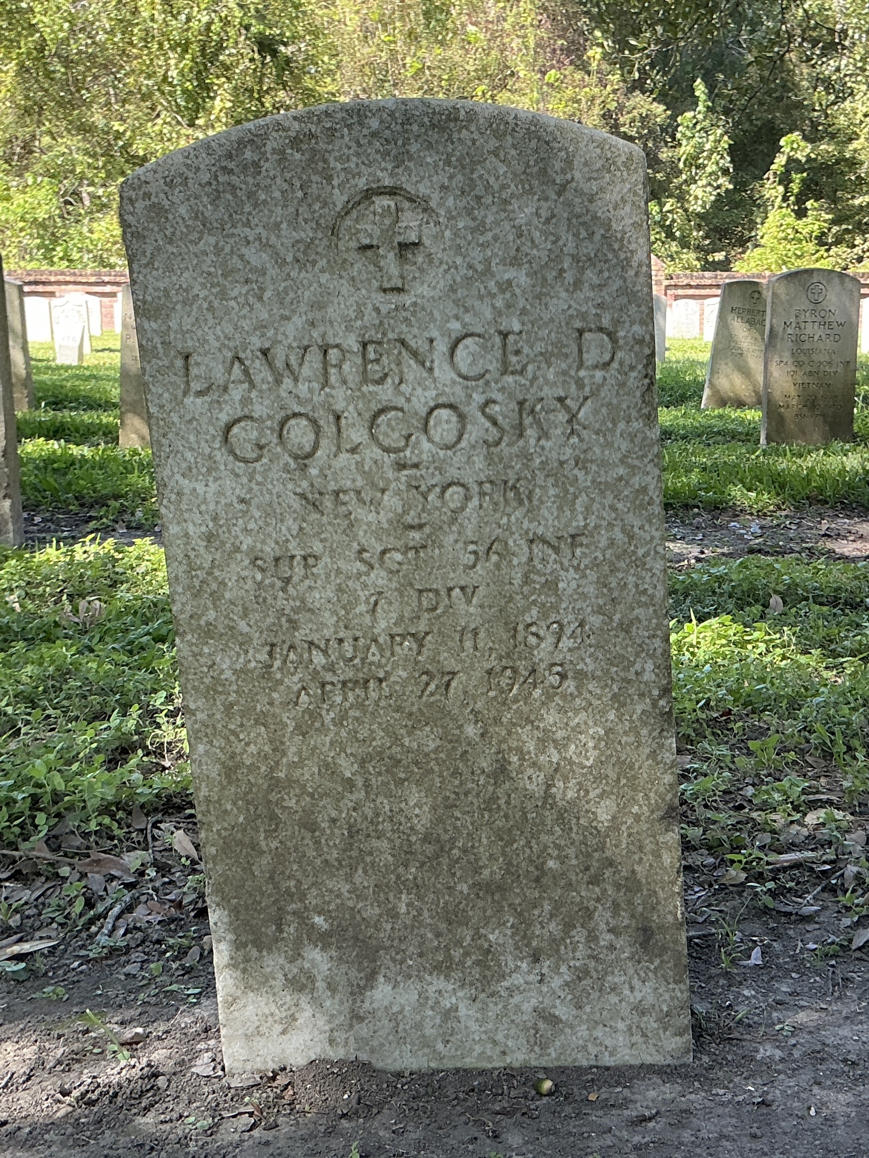 Front of upright marble headstone with flat face.
