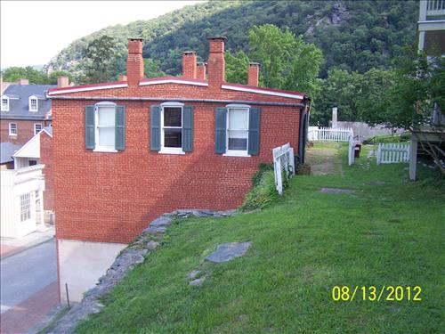Harpers Ferry NHP/NPS Buildng #3 views of the south side where stabilization and waterproofing solutions should occur. August 13, 2012.