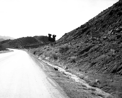 The roadside signs in Springdale, 'Kanab - the Little Hollywood of Utah' - rear view of sign.