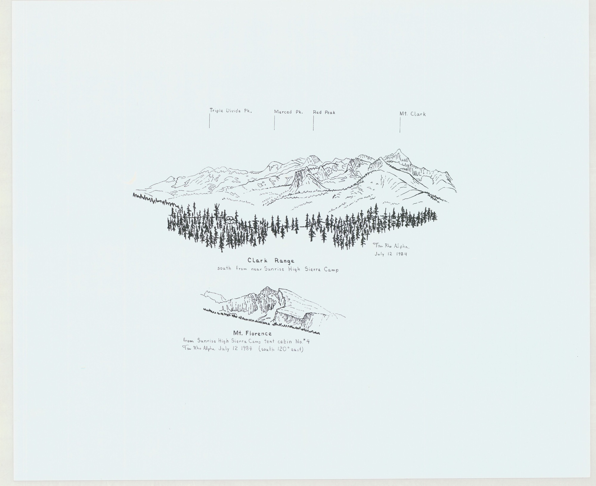 Drawing of Clark Range and Mt. Florence