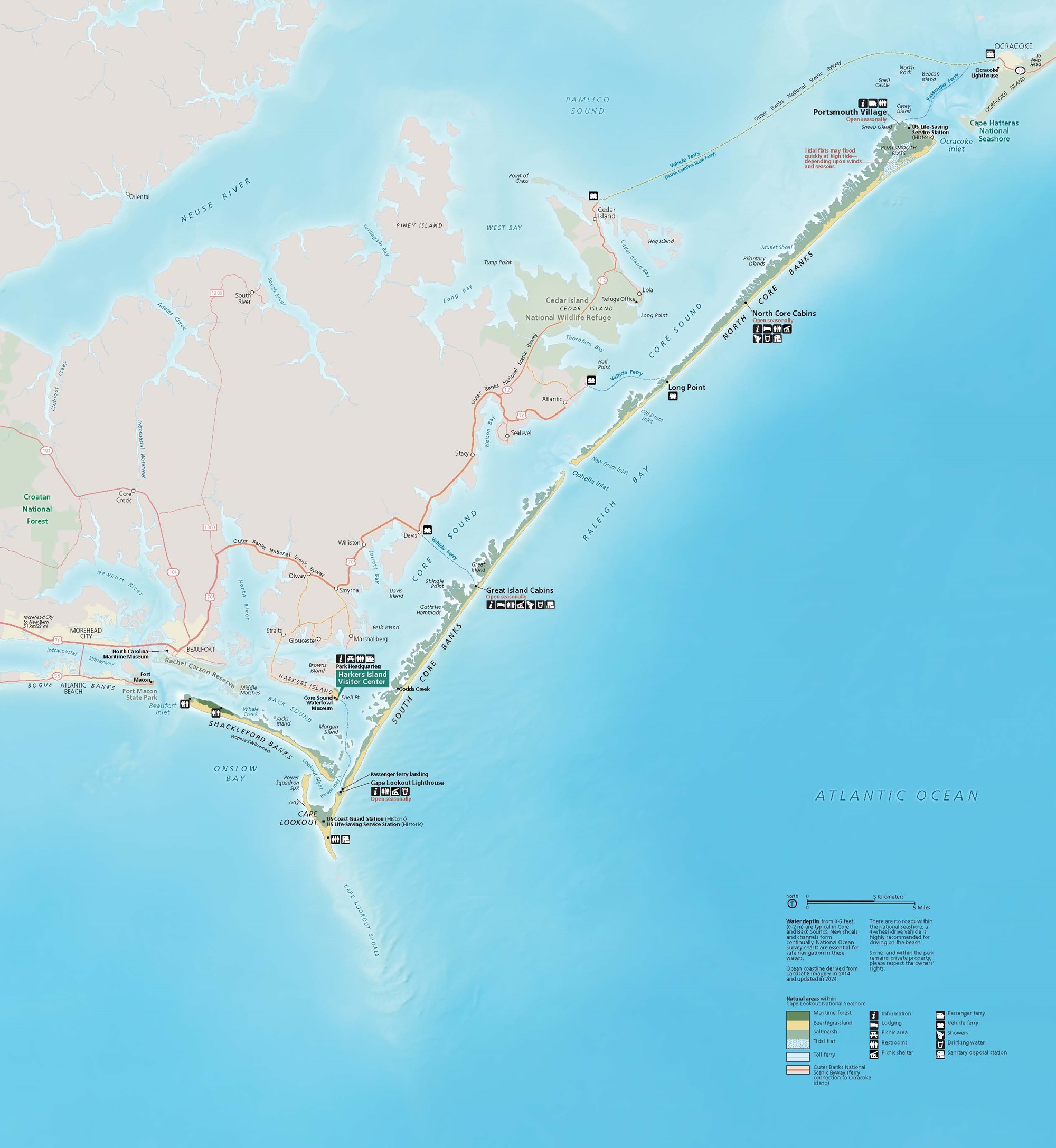 Cape Lookout National Seashore Park Map