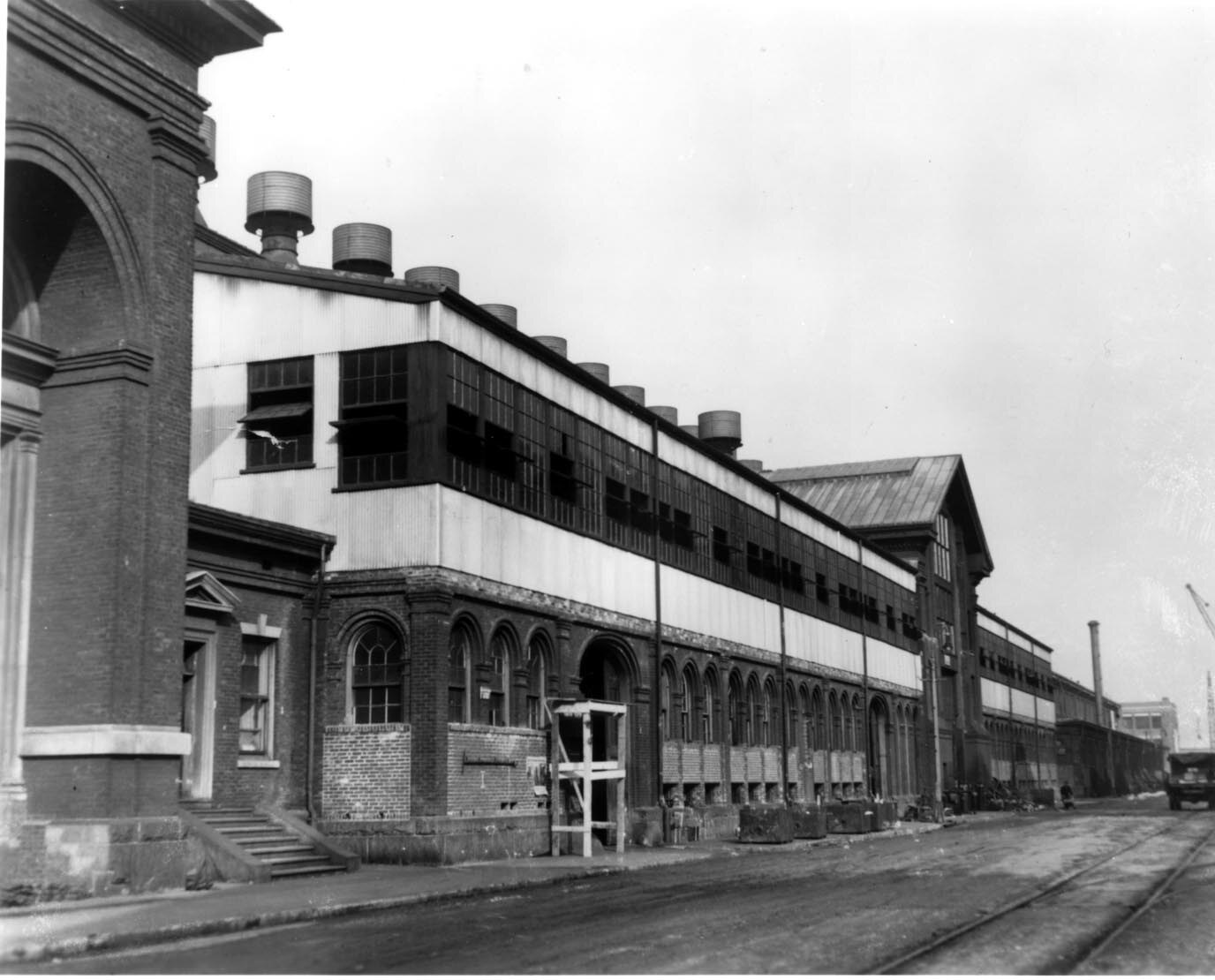 Exterior of Building 105 of the Charlestown Navy Yard.