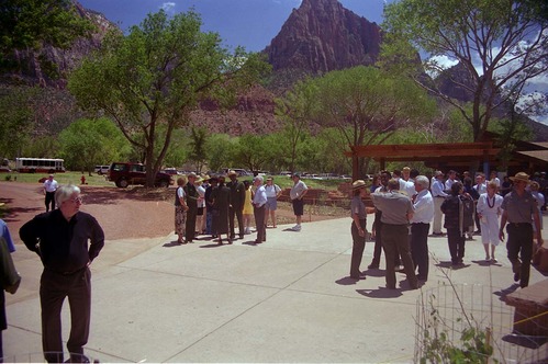 Color Photos of the official launch of the Zion shuttle system- same day as the new visitor center opening.