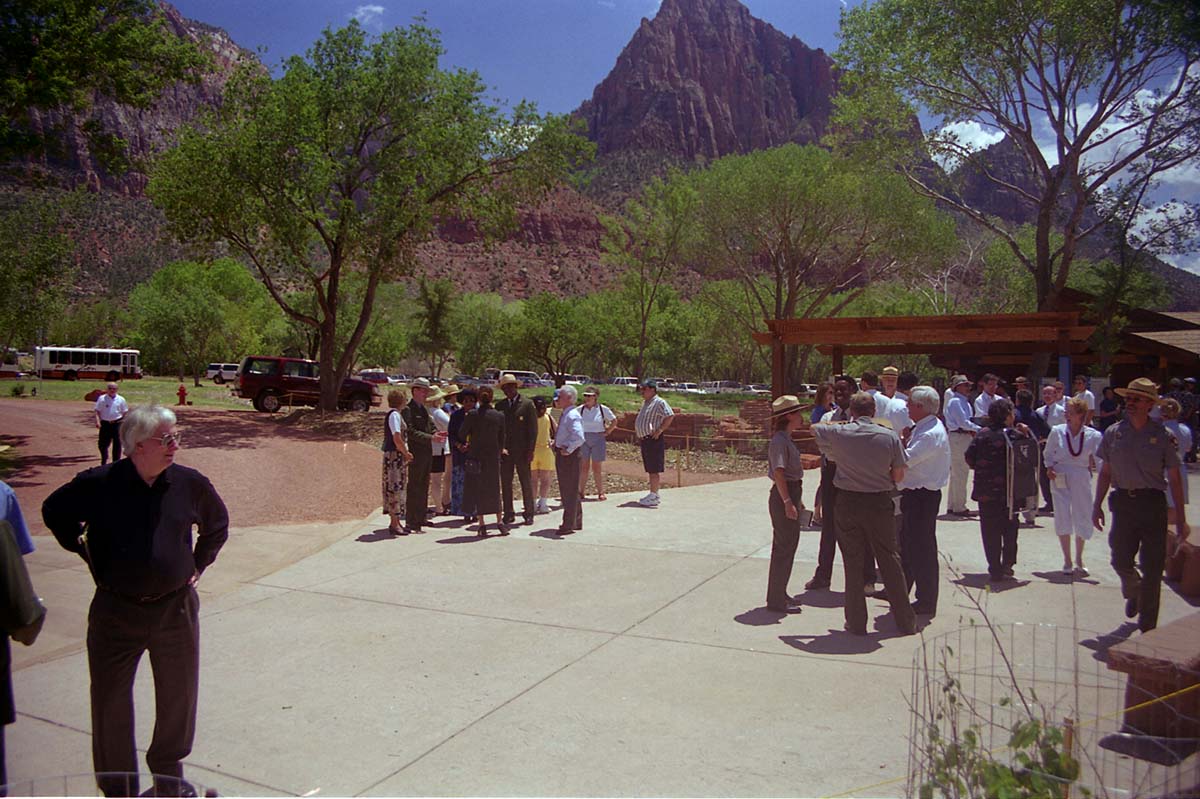 Color Photos of the official launch of the Zion shuttle system- same day as the new visitor center opening.