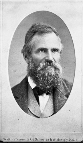 Copy Neg: 1985 by Michael Dixon. Galen Clark. "In the mid-1870's, Clark attended a Yosemite Commissioners' meeting in San Francisco, where he had his hair cut and his picture taken by his old friend Carleton Watkins." Caption to same photo on page 60 of Shirley Sargent's Galen Clark: Yosemite Guardian.