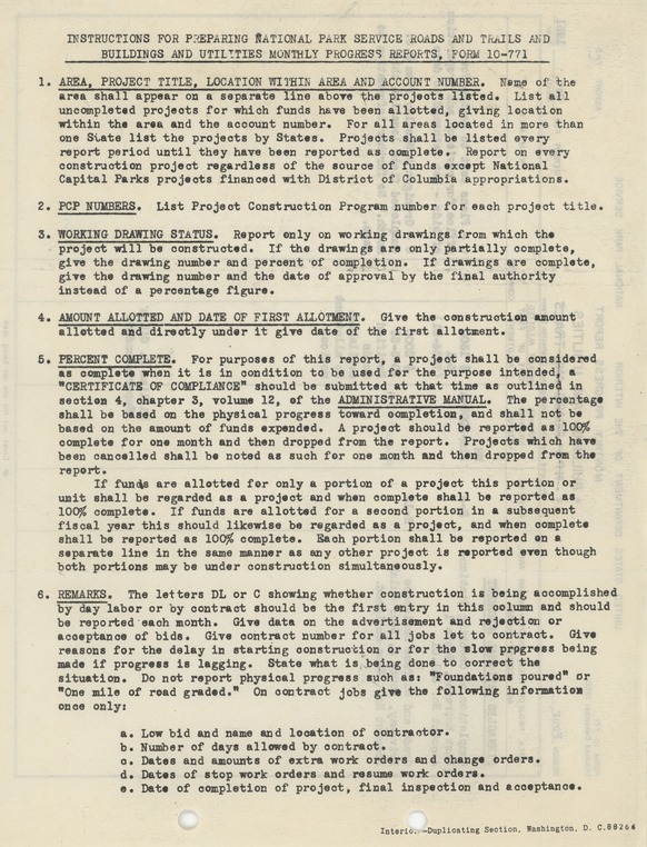 (Reverse) Monthly Progress Report on Physical Improvements or Minor Roads and Trails