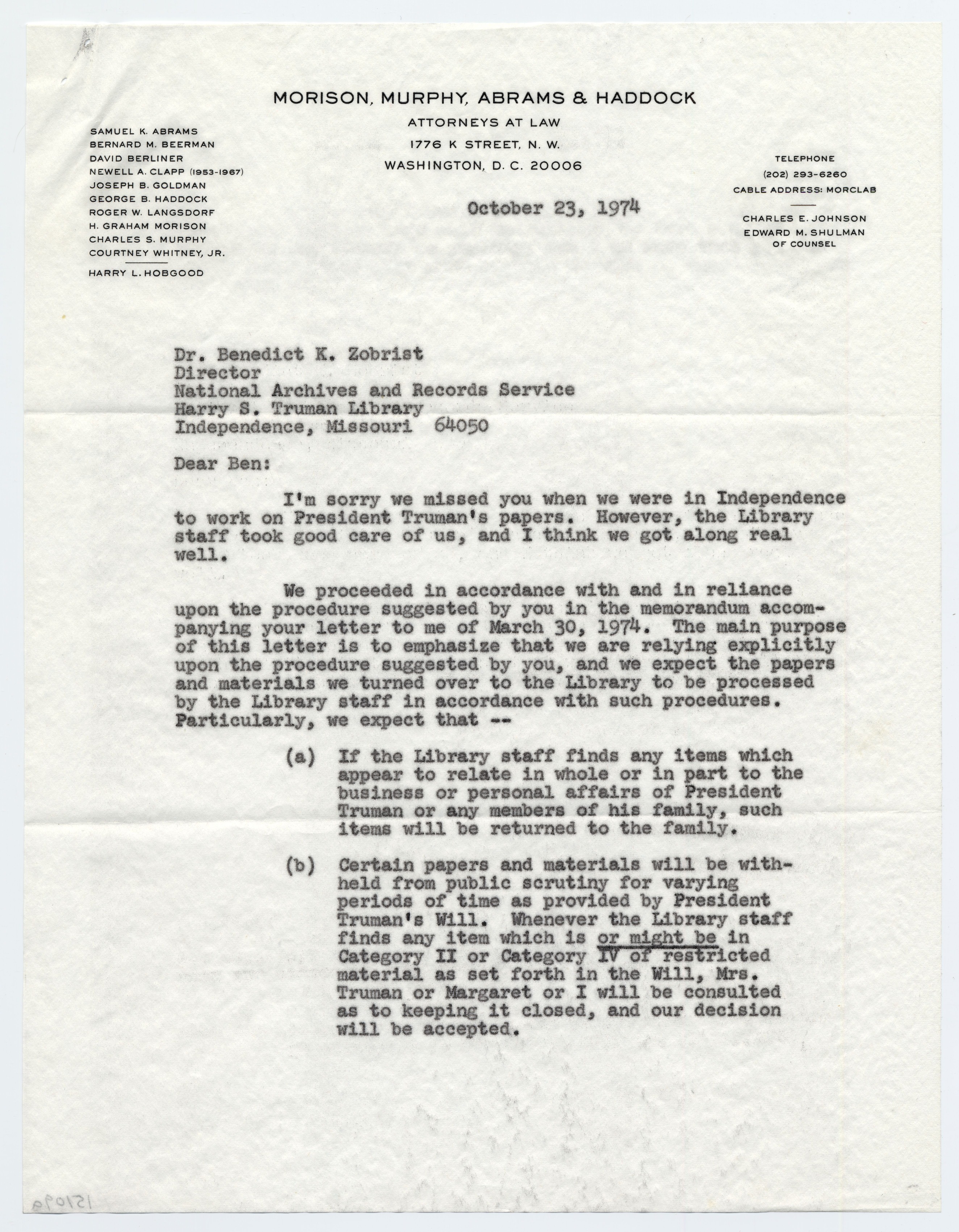 A letter typed on copy paper with a logo printed at the top.