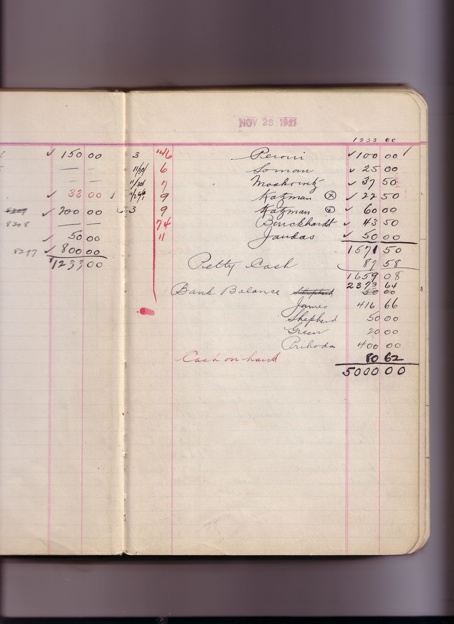 Thomas Edison's New York City Recording Studio Cash Book 17 (of 21), Image 95 (of 244).
