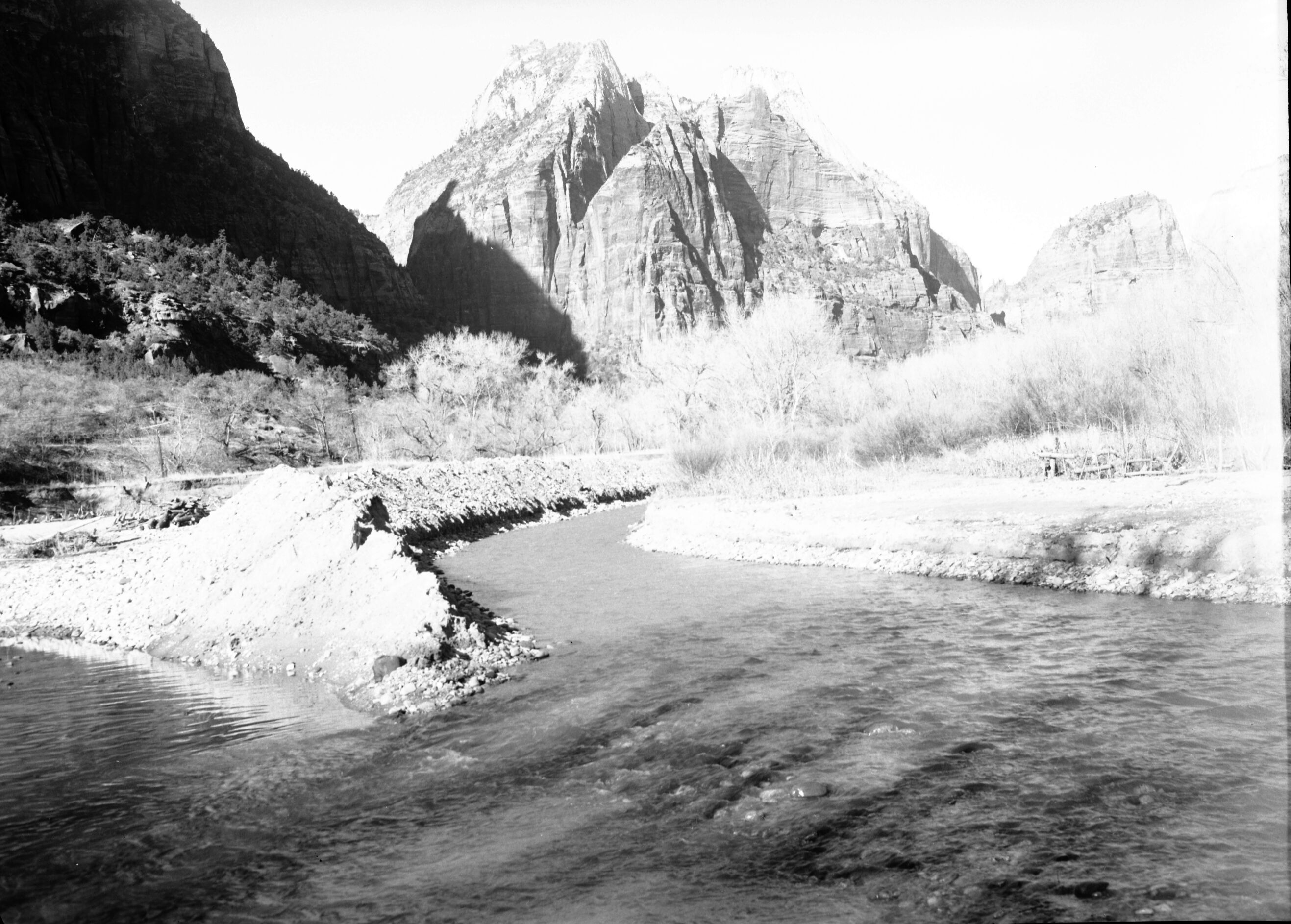 Diversionary channel to divert Virgin River away from steep cut bank where willow spiders are placed.