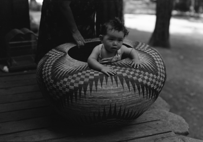 Telles baby in largest Native American basket