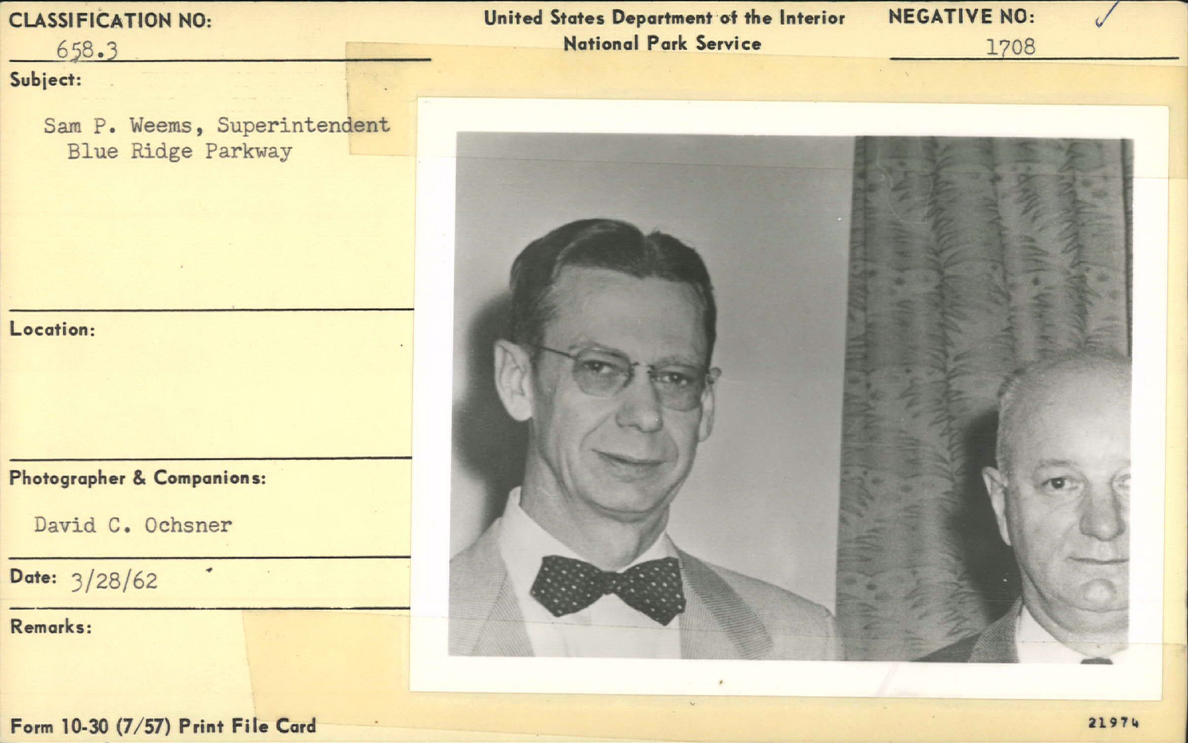 Sam P. Weems, Blue Ridge Parkway Superintendent