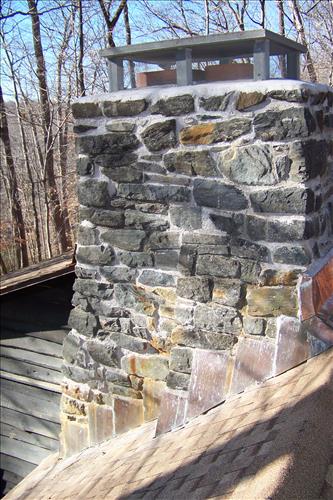 stabilization of Historic Stone and Brick Chimneys in Cabin Camp 1 at Prince William Forest Park in September 2012