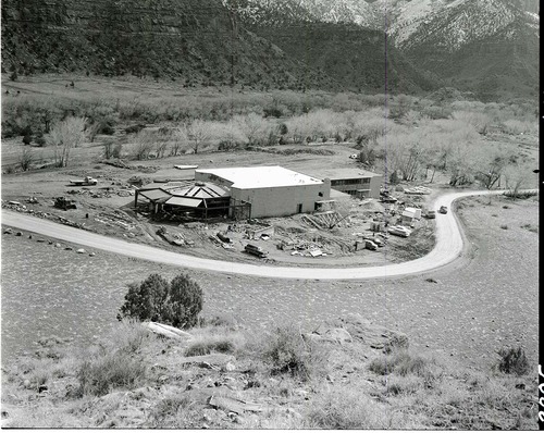 Mission 66 Visitor Center and Museum general view, roof decking on auditorium and exhibition room.