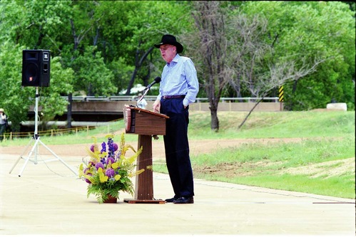 Color Photos of the opening celebration for the new visitor center - Same day as the official shuttle launch.