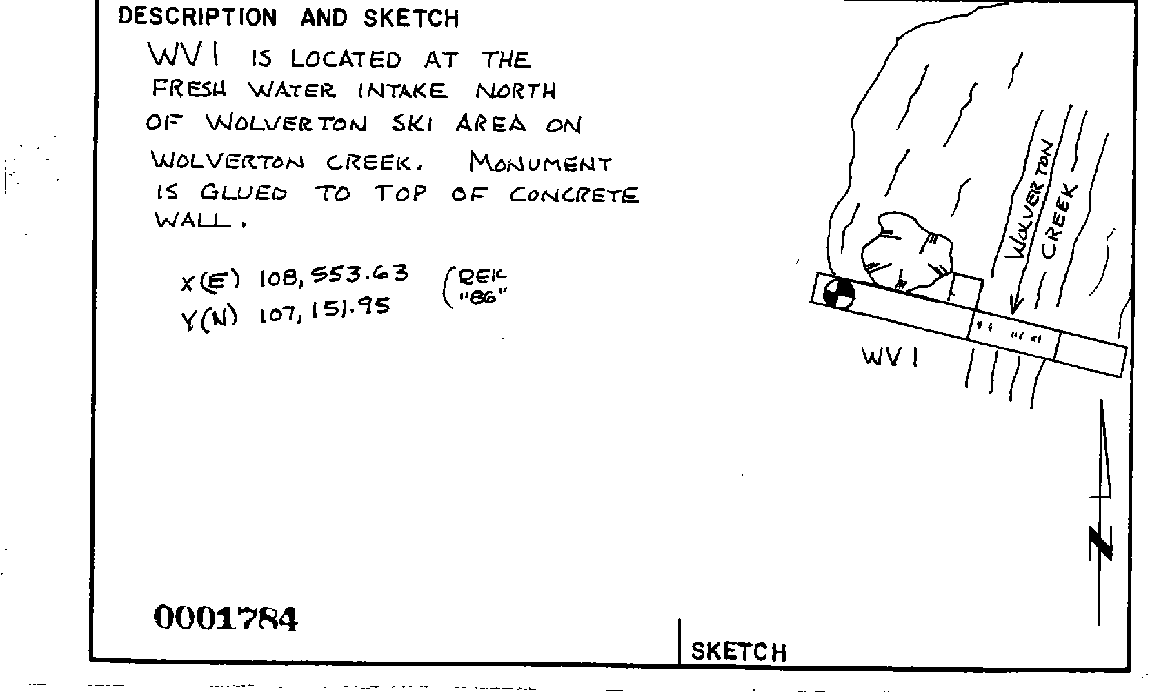 00001784 Survey Monumentation Sketch