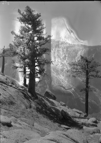 Sentinel Dome across valley from top of Yosemite Falls.