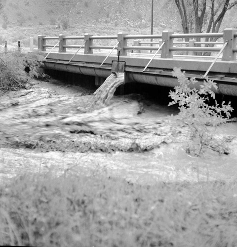 Flood water raging near Oak Creek residential area. Down pour of 1.38-inches in one hour.