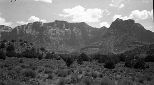 The West Temple from canyon floor.