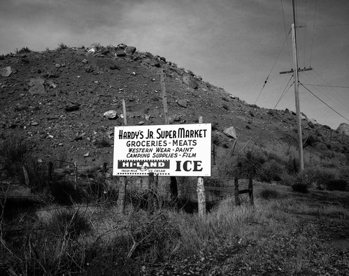 Roadside signs in Springdale, obsolete signs of Hardy Jr. Supermarket.