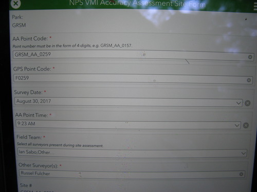 GRSM Accuracy Assessment. Plot Code: GRSM_AA_0259_1