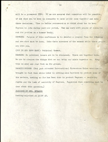 National Council of Negro Women, Meeting Minutes