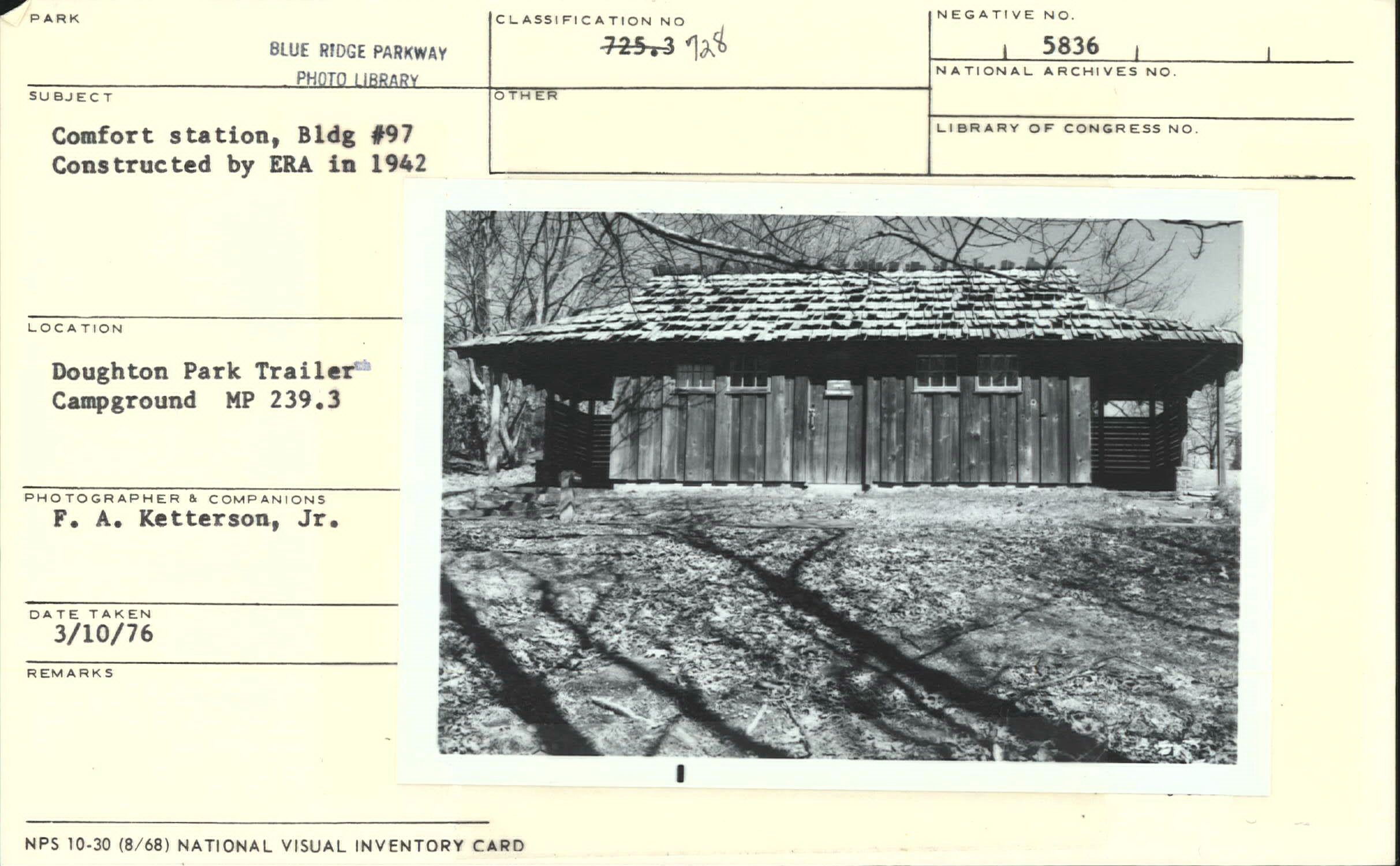 Comfort station, Bldg. #97 constructed in 1942
