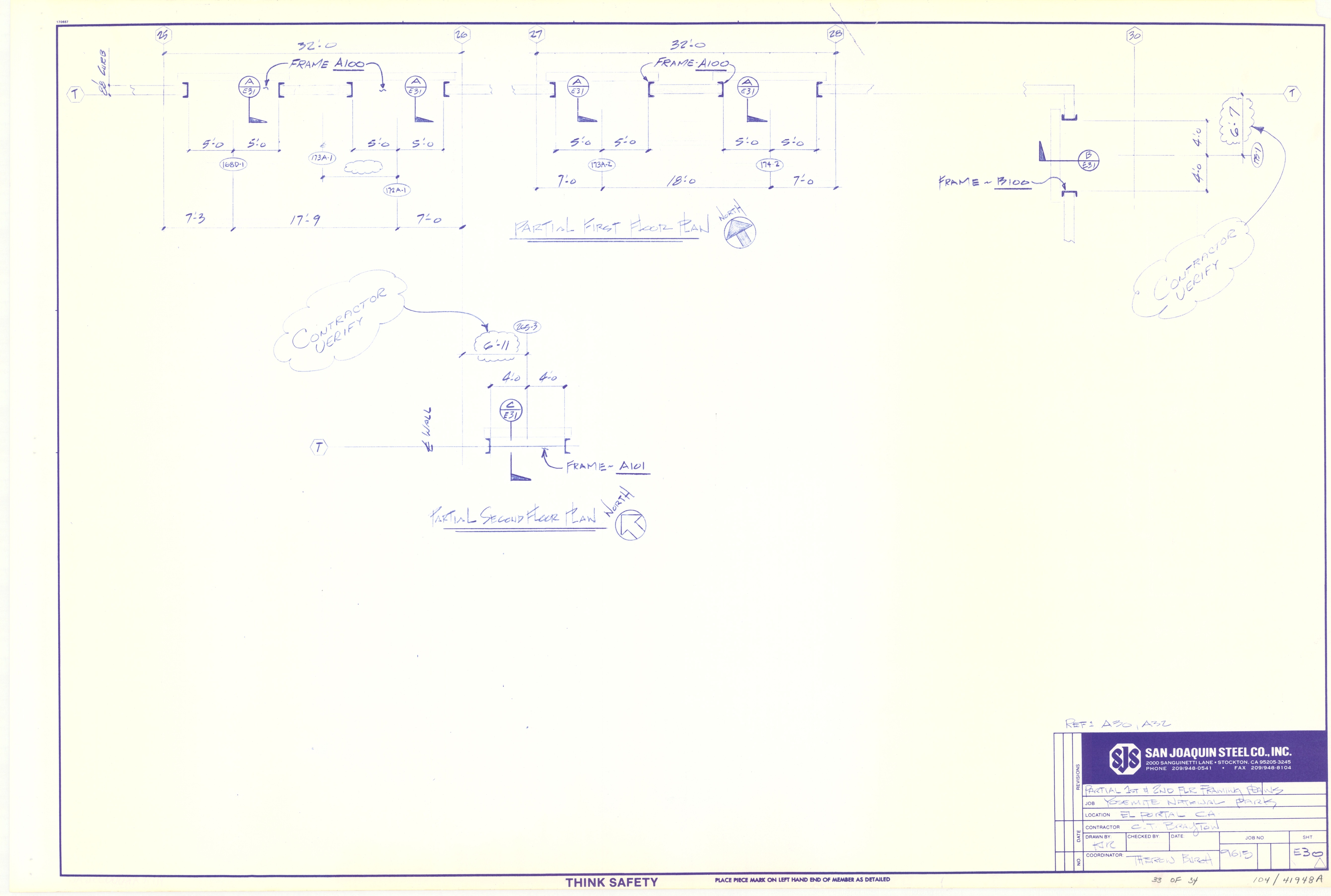 Partial 1st and 2nd Flr. Framing Plans Yosemite National Park