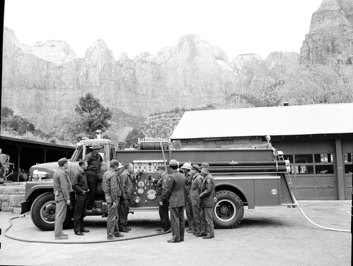 Fire truck - new 1970, maintenance area.
