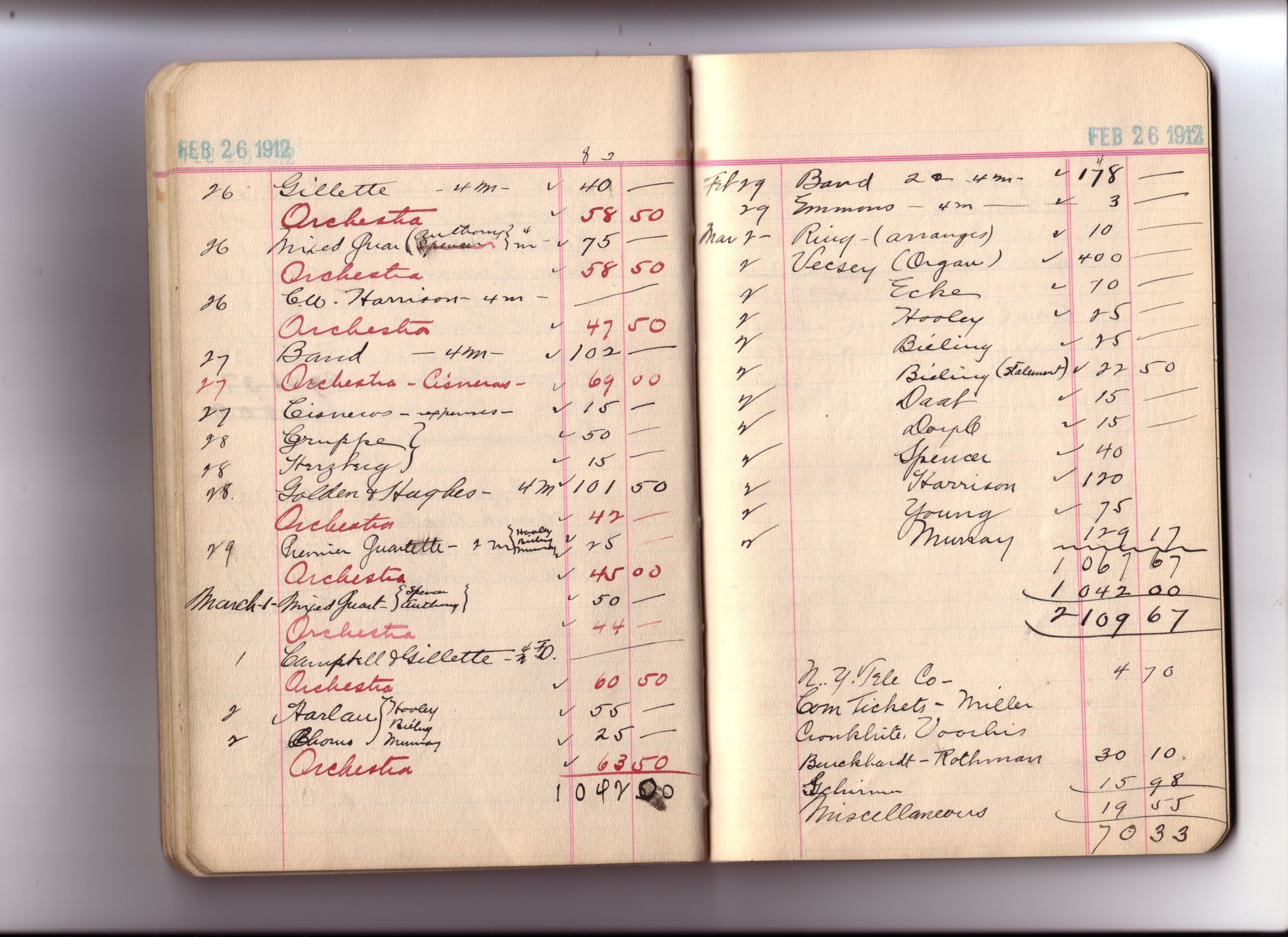 Thomas Edison's New York City Recording Studio Cash Book 08 (of 21), Image 37 (of 49).
