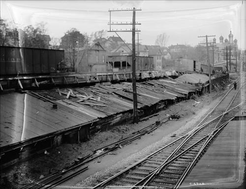 C4342-C4349--Syracuse, NY--Along West Feyette Street near Magnolia Street--Broken down coal trestle