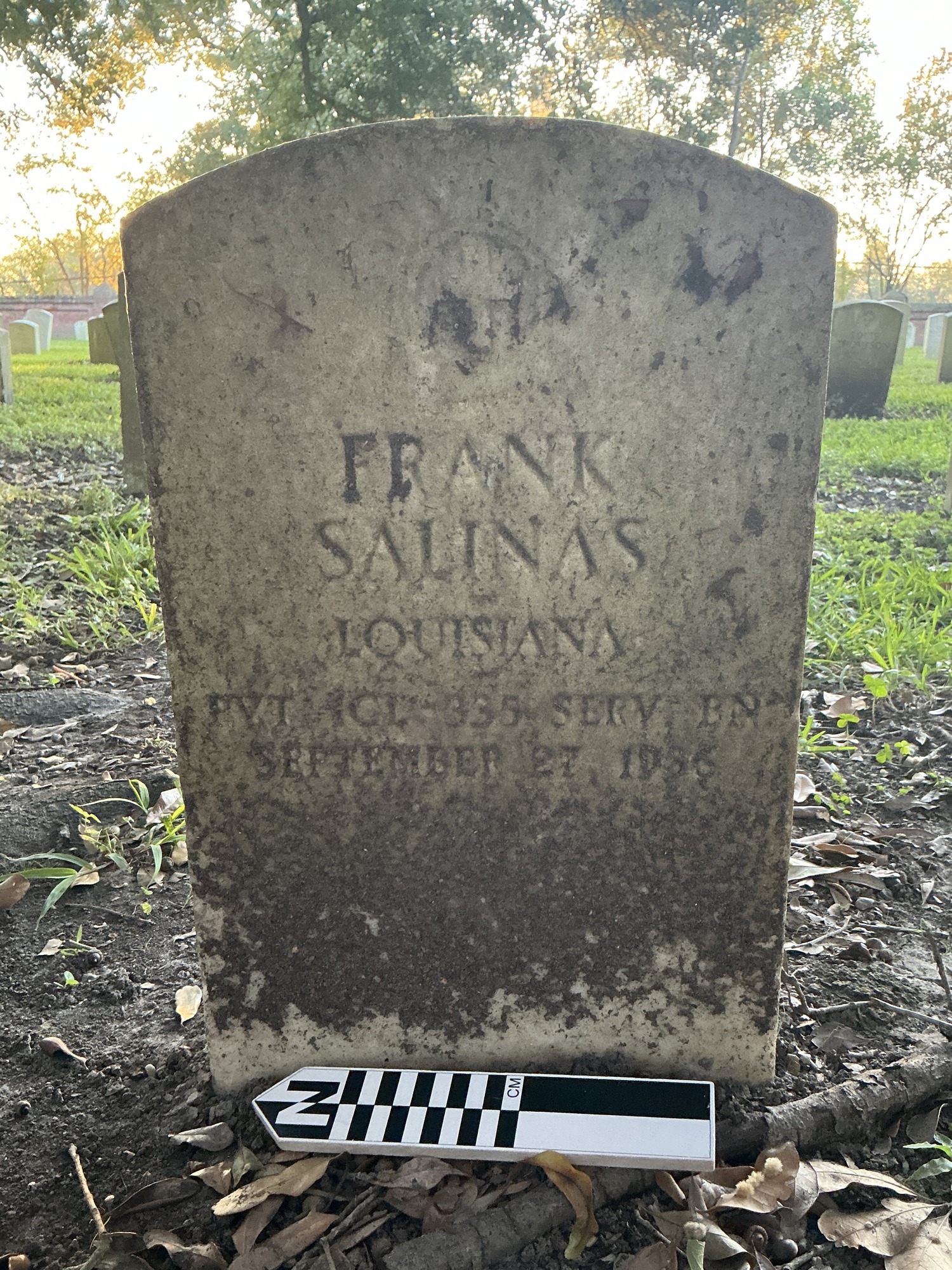 Extra image of upright marble headstone with flat face.
