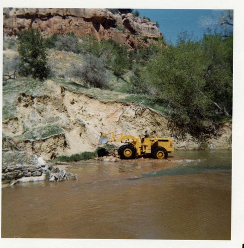 Color photos of channel clearing and bank stabilization along the Virgin River near Birch Creek.
