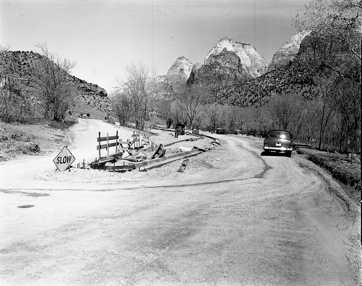 Highway 1 re-alignment - traffic divider and grade separation near entrance to South Campground.