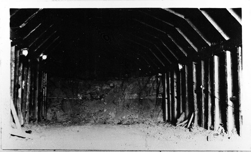 Tunnel lining with temporary side posts. Supplemental construction of long tunnel.