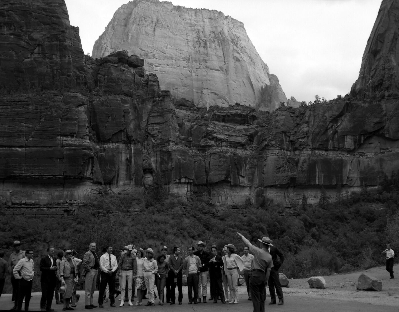 Touring group at Great White Throne pullout with Superintendent Hamilton.