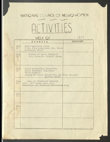 National Council of Negro Women Activities 