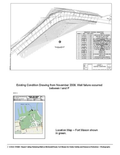 GOGA 173060 - Photographs of McDowell Rd retaining wall failure at Golden Gate National Recreation Area in March 2011