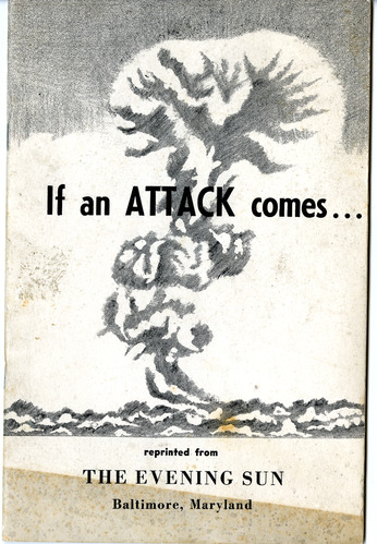 Mushroom cloud illustration in the background of title text